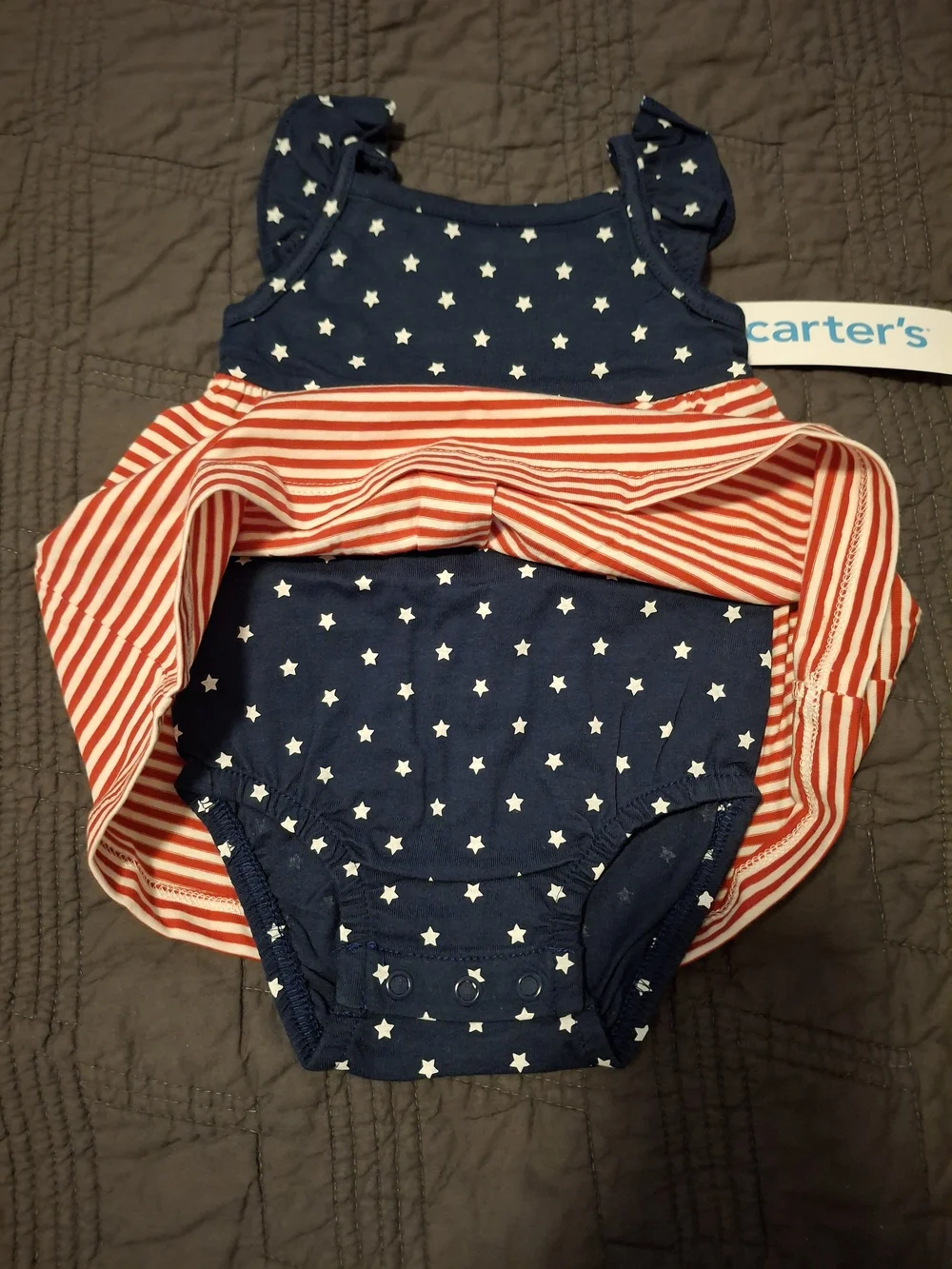 Carter's Navy Star Top with Red & White Stripe Skirt Bodysuit* Multiple Sizes